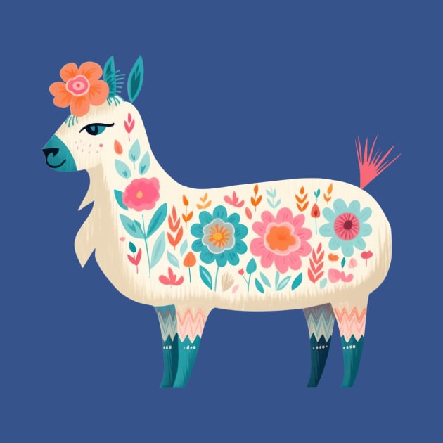 Boho Floral Watercolor Alpaca . by Alienated