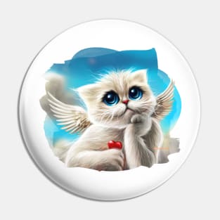 Cupid cat, Valentine's Day. Cat angel Pin