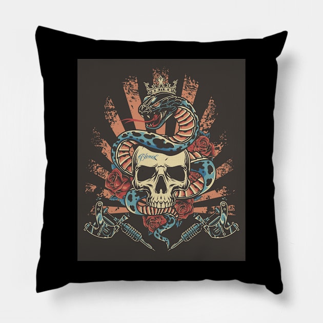 colorful-tattoo-vintage-template Pillow by adencatalina51
