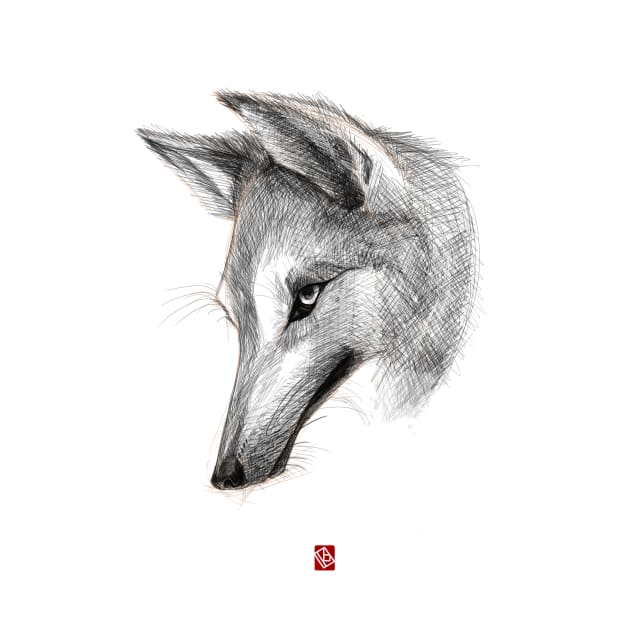 Sketchy Wolf Head by Khasis