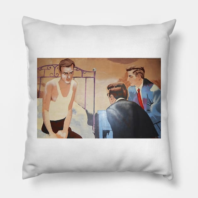 Alcoholics Anonymous Man on Bed Pillow by brandylarsen