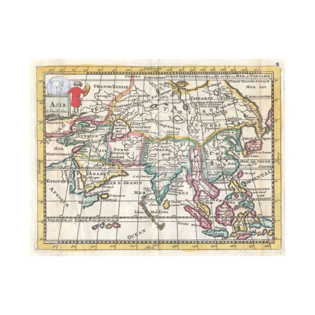 Vintage Map of Asia (1706) by Bravuramedia