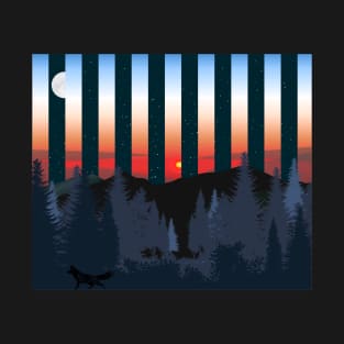A Fox in the Wild - Sunset&Night T-Shirt