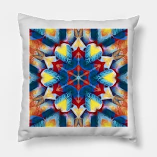 vivid primary coloured hexagonal kaleidoscope design Pillow