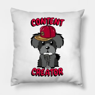 Cute schnauzer is a content creator Pillow