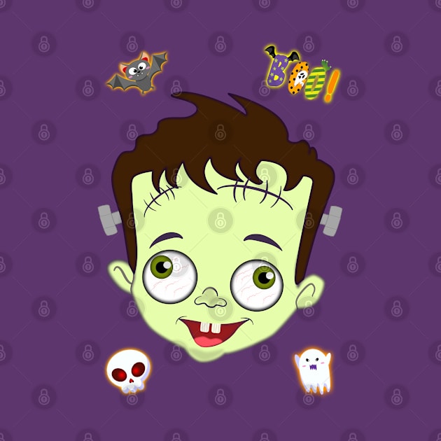 Spooky Cute Baby Frankenstein Halloween - Boo! by madrigenum