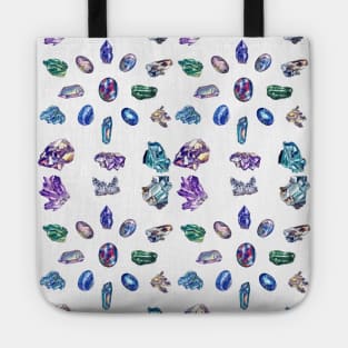 Crystals 1 - Gemstones Watercolor Pastel White Tote