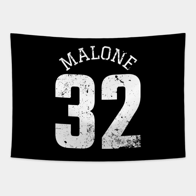 Karl Malone 32 Black and White Distressed Jersey Number BASKETBALL-3 Tapestry by itsMePopoi