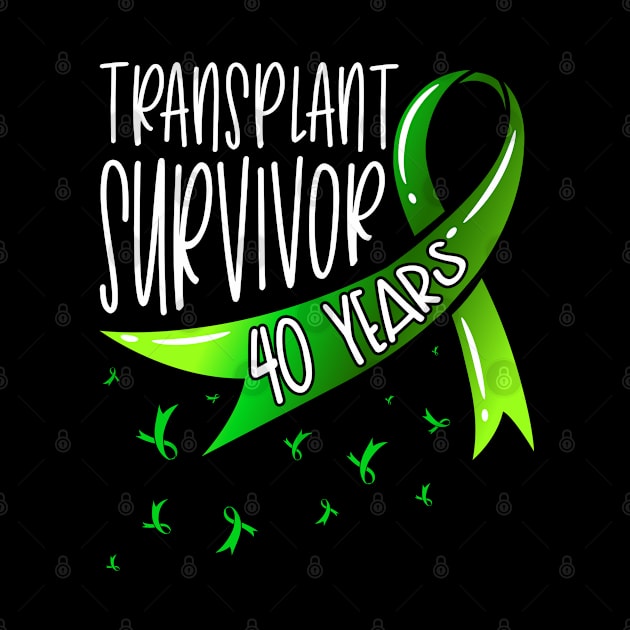 40 Year Organ Transplant Survivor Green Ribbon by Gold Wings Tees