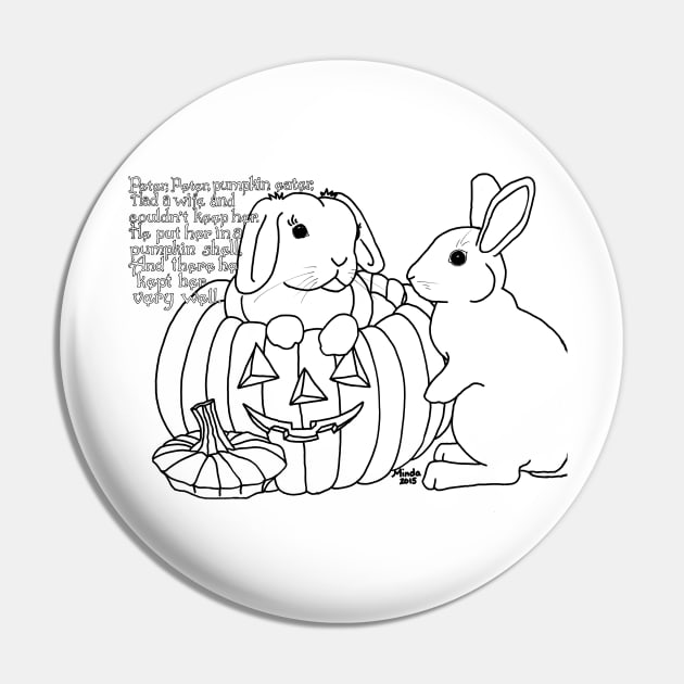 Bunny Nursery Rhyme Series-Peter, Peter, Pumpkin Eater b&w Pin by ArtbyMinda