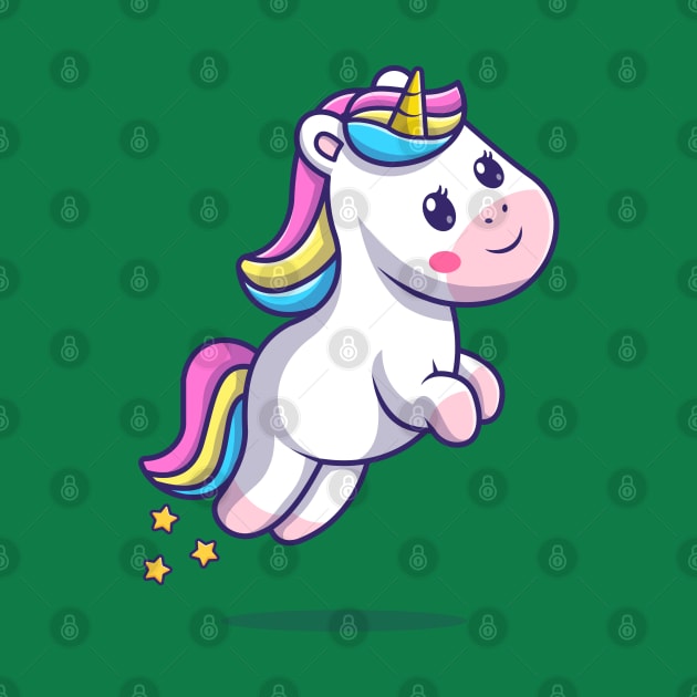 Cute Unicorn jumping with star cartoon by Thumthumlam