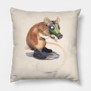 Pest Control - Mouse in a Gas Mask Art Pillow