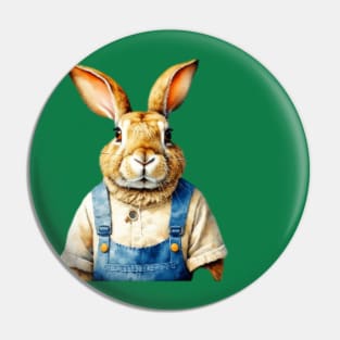 Bunny in overalls Pin