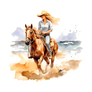 Horseback Beach Riding Watercolor T-Shirt