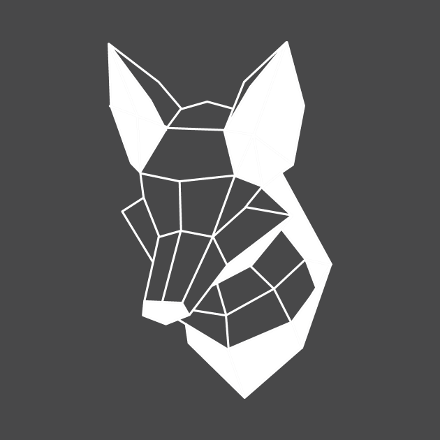 Low Poly Fox Line White by Roosiff