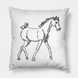 Playful horse- sketch Pillow