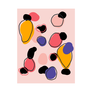 Pink Purple Yellow Black Abstract Blobs T-Shirt