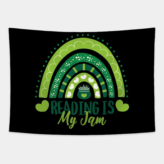 Read teacher rainbow leopard Reading is my jam Tapestry by IYearDesign