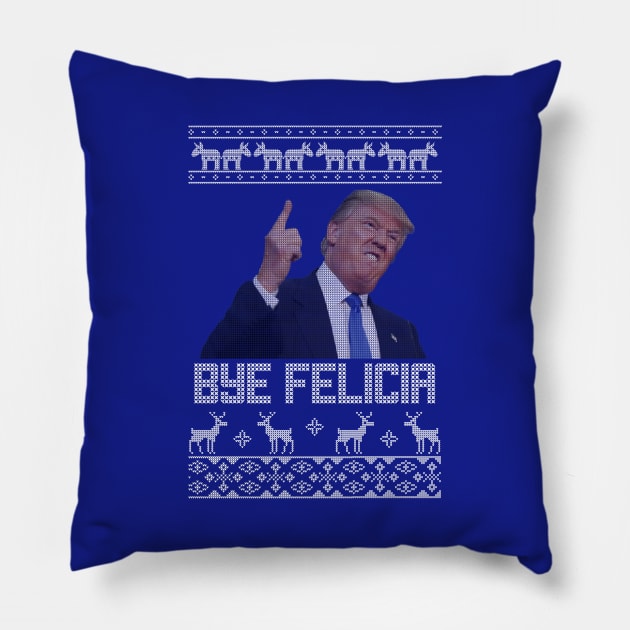 Goodbye Trump Christmas Sweater 2020 Pillow by stickerfule