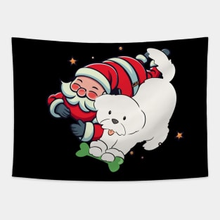 Santa Claus with Dog Tapestry