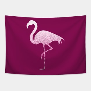 Ombre pink and white swirls doodles flamingo Tapestry