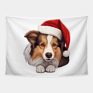 Christmas Peeking Shetland Sheepdog Tapestry