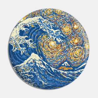 Kanagawa Wave The Starry Night by Tobe Fonseca Pin