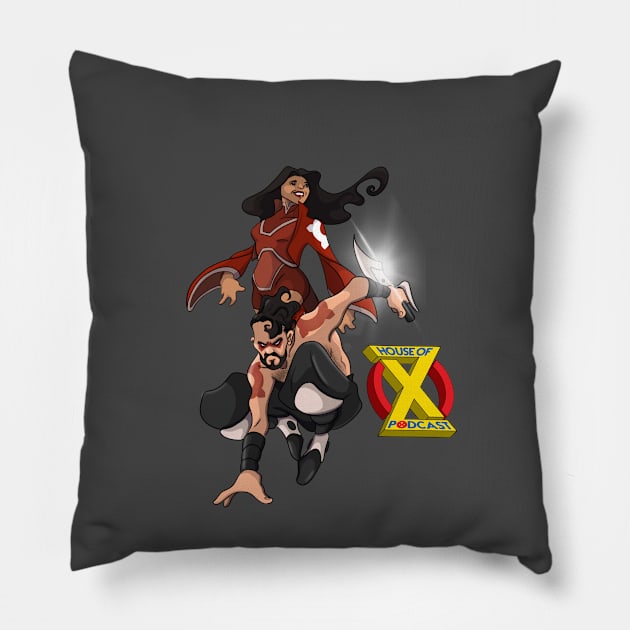 House of X Podcast Hosts by Matthew Harrison Pillow by Warpath_Dylan
