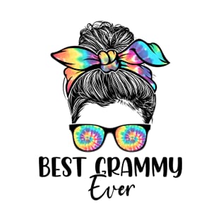 Best Grammy Ever Tie Dye Messy Bun Bandana Mother's Day T-Shirt