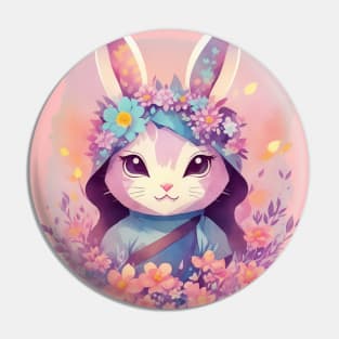 Cute Floral Ninja Rabbit Pin