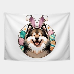 Keeshond Wears Bunny Ears for Easter Joy Tapestry