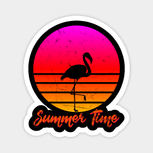 Summer-Time Flamingo Sunset Beach Magnet