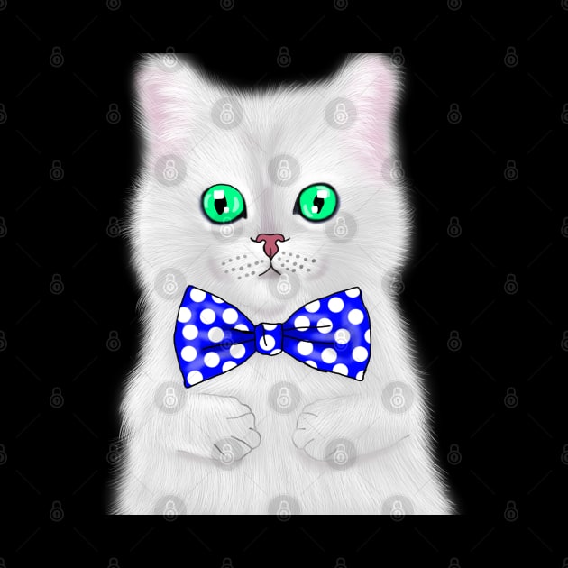 Funny Cat With Bowtie Wearing Glasses Gift by Merchweaver