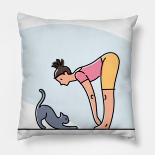 YOGA WITH CAT ILLUSTRATION Pillow