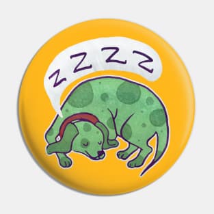 Sleepy Green Puppy Pin