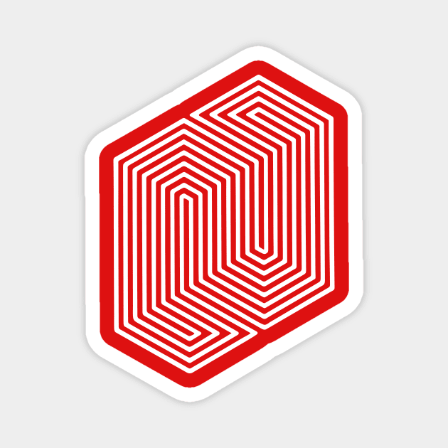 Optical Illusion (Impossible Minimal B & W Lines) Magnet by badbugs