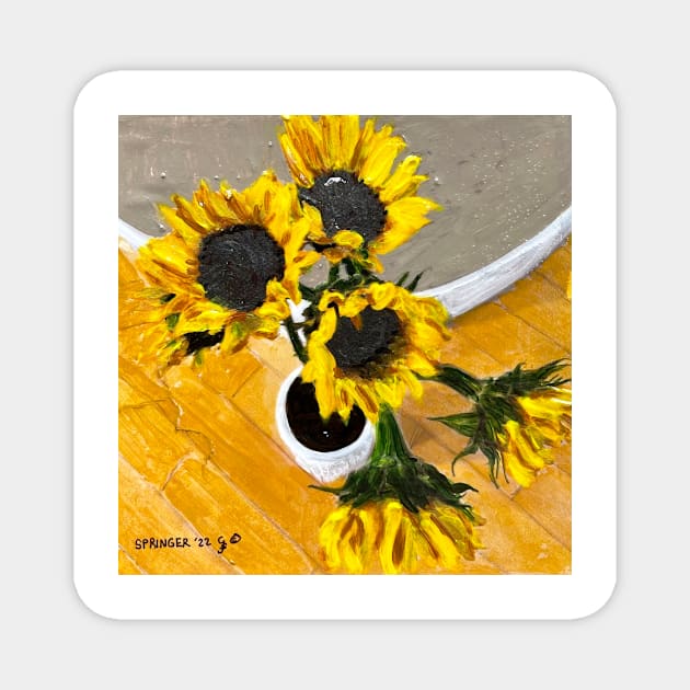 Sunflowers #3 in series Magnet by gjspring