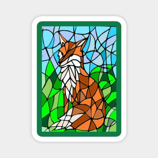 Mosaic stained glass fox Magnet