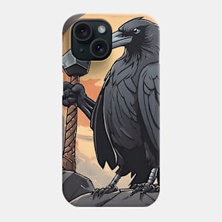 Crow Holding Thor's Hammer Phone Case