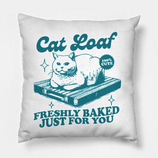 Cat Loaf Tshirt, Funny Cat Meme Shirt, Trendy Vintage Retro Tshirts, Cat Lover Graphic Tees, Cat Lover Gift Pillow