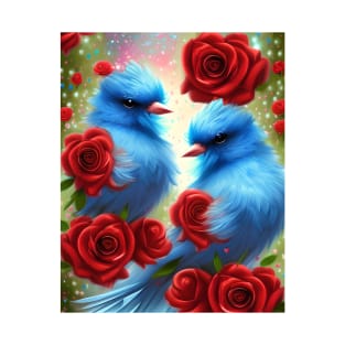 Beautiful Valentine Blue Love Birds T-Shirt