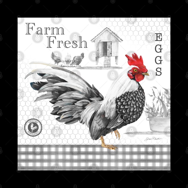 Plaid Country Rooster A by Jean Plout Designs