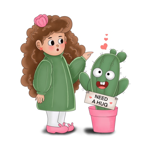 Cute Cactus Needs A Hug by Athikan