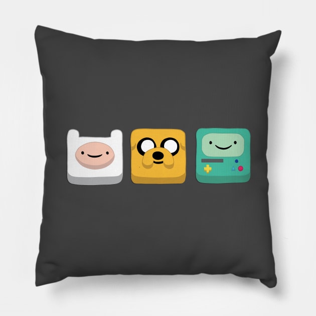 Jake, Finn and Bmo Pillow by valentinahramov