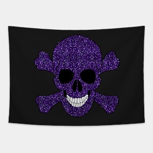 Faux Purple Glitter Skull And Crossbones Tapestry