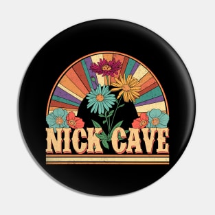 Nick Flowers Name Cave Personalized Gifts Retro Style Pin