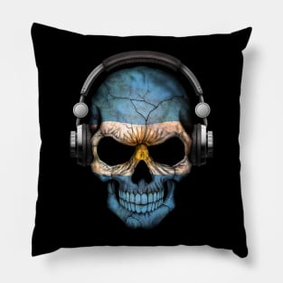 Dark Skull Deejay with Argentine Flag Pillow