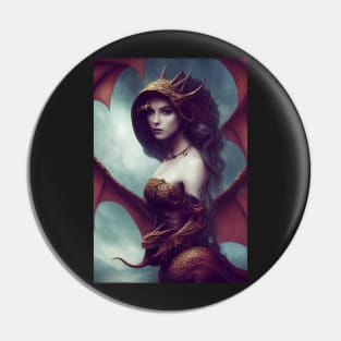 Beautiful Woman With a Baby Dragon Pin