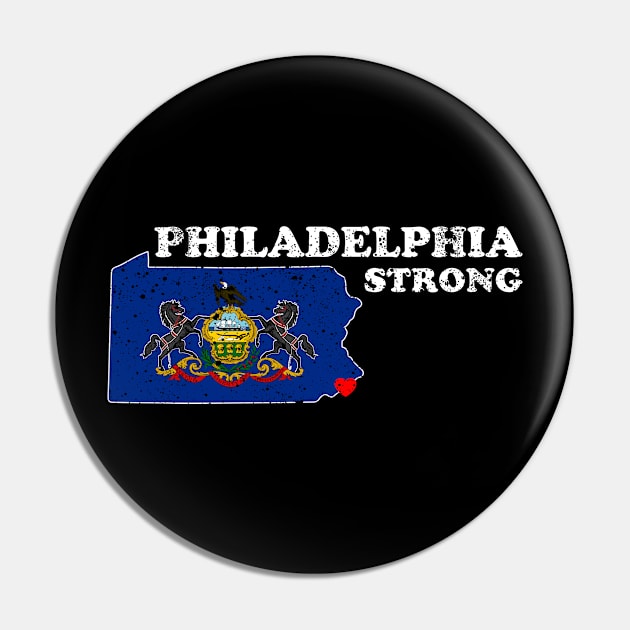 Philadelphia Strong Pennsylvania Flag Heart Shirt Pin by WildZeal