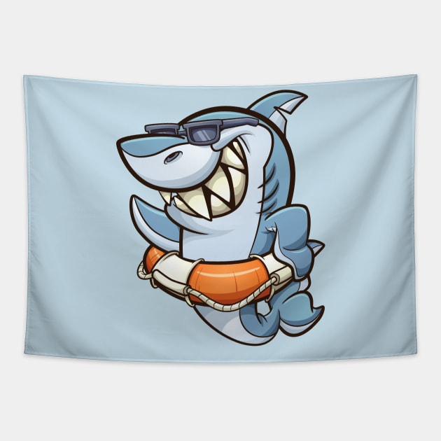 Lifesaver shark Tapestry by memoangeles